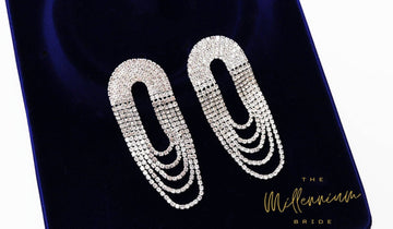 Swarovski Crystal/Diamond earrings Long Tessel Bridal Jewelry Bridal Earrings Crystal Bridal Earrings Statement earrings Cz